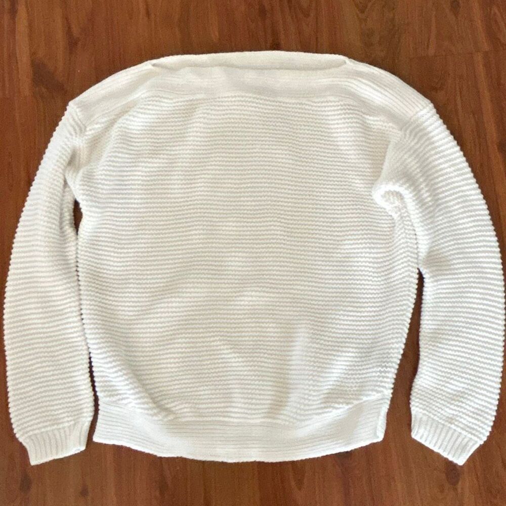 LAUREN Ralph. Lauren boatneck cableknit white sweater Size xl